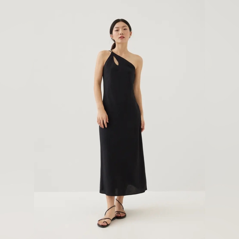 Love, Bonito Linen Column Midaxi Dress in Black